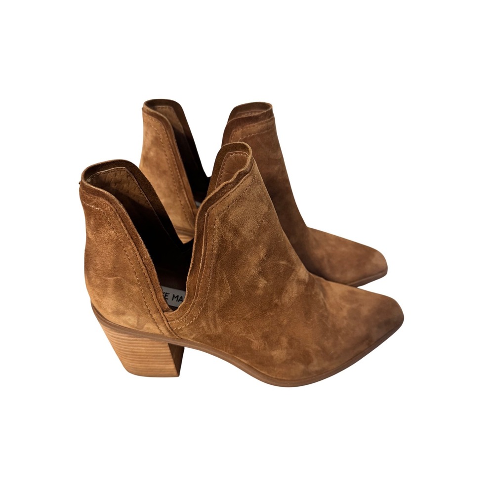 Steve Madden HAVANNA Suede V-Cut Ankle Booties – Cognac Brown‎ – Size 7